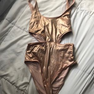 One piece gold bathing suite